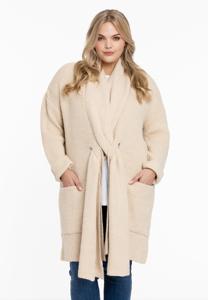 Yoek Vest met shawlkraag | Beige | Maat 50/52
