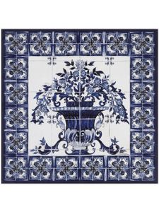 Dolce & Gabbana foulard en serge à imprimé Majolica - Bleu