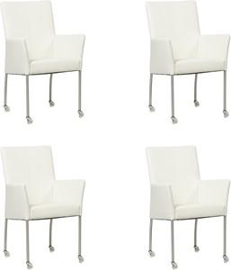 Set van 4 Gebroken witte leren moderne eetkamerstoelen Comfort - Toledo Leer Bianco (gebroken wit leer)