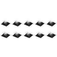 Kantelbare Vierkante Inbouwspots GU10 Aluminium Zwart/Wit Set van 10