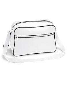 Atlantis BG14 Retro Shoulder Bag - White/Black - 40 x 28 x 18 cm