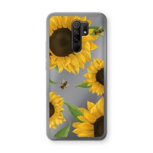 Sunflower and bees: Xiaomi Redmi 9 Transparant Hoesje