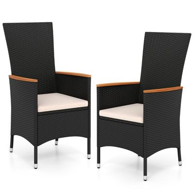 Tuinstoelen in Sets van Twee of Vier Rieten Tuinstoelen met Hoge Rugleuning Kunstrietstoelen met Afneembare Kussens en Wasbare Hoezen-2 stuks