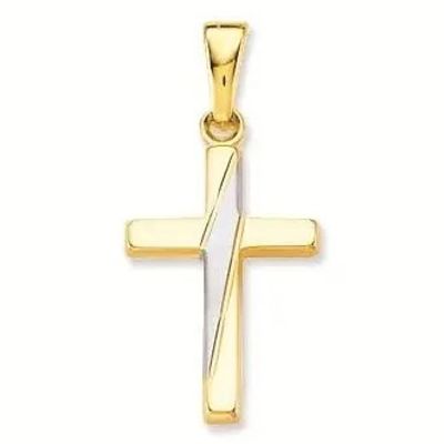 Glow 246.0114.00 Hanger Kruis geel- en witgoud 25 x 12 mm