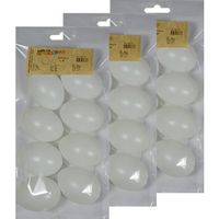 24x Plastic eitjes wit 6 cm decoratie/versiering - Feestdecoratievoorwerp
