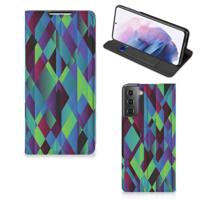 Samsung Galaxy S21 Plus Stand Case Abstract Green Blue