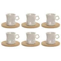 Set van 6 kopjes met schotel Home ESPRIT Wit Porselein 180 ml