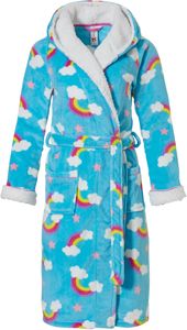 Rebelle regenboog badjas dames met capuchon - dik fleece