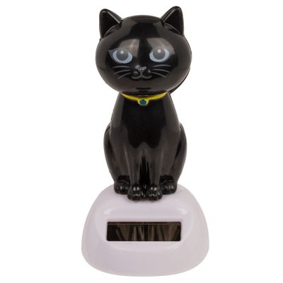 Out of the Blue - Solar bewegend katje - zwart 12 cm - Huis katten beeldjes/cadeau Out of the Blue - Solar bewegend katje - zwart 12 cm - Huis katten beeldjes/cadeau