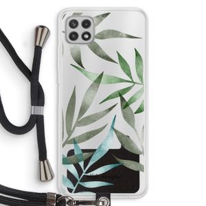 Tropical watercolor leaves: Samsung Galaxy A22 4G Transparant Hoesje met koord