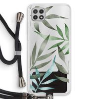 Tropical watercolor leaves: Samsung Galaxy A22 4G Transparant Hoesje met koord