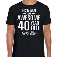 Awesome 40 year / 40 jaar cadeau t-shirt zwart heren - thumbnail