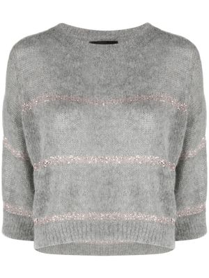 Fabiana Filippi pull à rayures ornées de sequins - Gris
