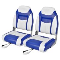 Set van twee Bootstoelen met Hoge Rugleuning Opvouwbare Visstoel met Zacht Kussen Kapiteinsstoel met Flexibele Scharnieren Blauw