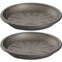 2x stuks opvangschaal Plantenpot antraciet rond 40 cm