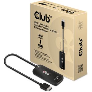 Club 3D HDMI + Micro USB naar DisplayPort Active Adapter adapter 4K120Hz / 8K30Hz M/F