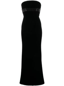 Giorgio Armani robe bustier longue en velours - Noir