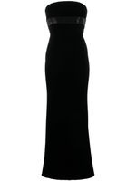 Giorgio Armani robe bustier longue en velours - Noir - thumbnail