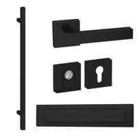 Hardbrass Voordeurset vierkant met greep Toronto 1160mm anti-kerntrek SKG*** - zwart