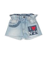 Nº21 Kids short en jean à patch logo - Bleu