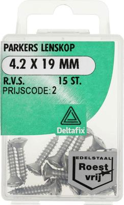 Parkers lenskop 4,2x19mm rvs 15st - Deltafix