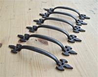 Lade greep hendel &apos;Gothic Fleur&apos; set van 6 stuks vintage hendel metaal zwaar zwart 160mm