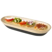Serveerschaal Bambo - 40 x 15 cm - zwart - bamboe - broodmand/schaal Serveerschaal Bambo - 40 x 15 cm - zwart - bamboe - broodmand/schaal
