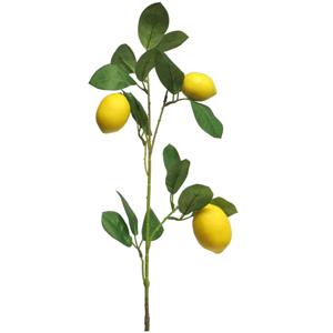 Kunstbloem citrusfruit tak citroen - 74 cm - geel - losse steel - Kunst zijdebloemen