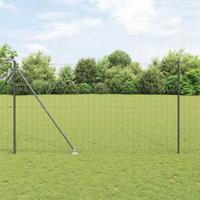 VidaXL Hek met paal grijs 1,5 x 10 m staal