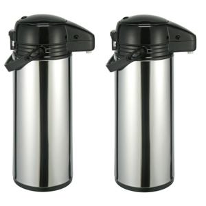 Thermosfles - 2x - met pomp - 1,9 liter - RVS - isoleerkan - koffiekan - theekan