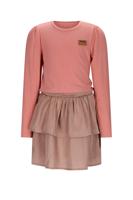 NoNo winter combi jurk meisjes - roze - Moran - jersey top + metallic rok + sjaalriem