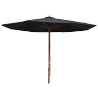 Parasol met houten paal 350 cm zwart