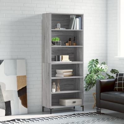 Hoge kast 69,5x32,5x180 cm bewerkt hout grijs sonoma eikenkleur