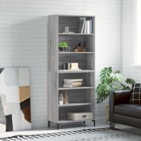 Hoge kast 69,5x32,5x180 cm bewerkt hout grijs sonoma eikenkleur