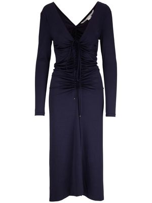 Veronica Beard robe froncée à col v - Bleu