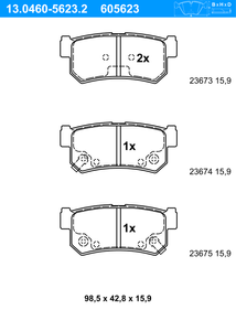 Remblokkenset, schijfrem ATE, u.a. für Ssangyong, Daewoo