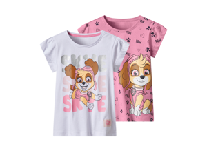2 Kinder T-shirts Paw Patrol (Roze/wit, 110/116)