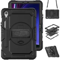 Accezz Rugged Backcover Shoulder Strap voor de Samsung Galaxy Tab S9 FE / Tab S9 Tablethoesje Zwart