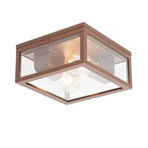 QAZQA Industriële plafondlamp roestbruin IP44 2-lichts - Charlois