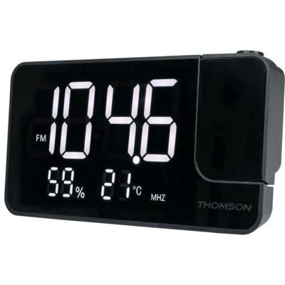 Projectorklokradio - THOMSON - Zwart - FM-radio, Temperatuur, Vochtigheid, Dubbel alarm, USB-C, Voeding 230V
