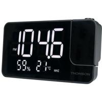 Projectorklokradio - THOMSON - Zwart - FM-radio, Temperatuur, Vochtigheid, Dubbel alarm, USB-C, Voeding 230V