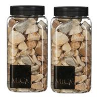 Mica decorations Decoratie stenen - 2x - lichtbruin mix - 650 ml - hobby materialen - plantenpot vul - thumbnail