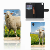 Sony Xperia L1 Telefoonhoesje met Pasjes Schaap en Lammetje - thumbnail
