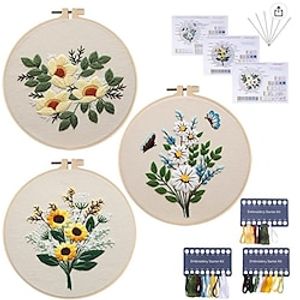 1 st 3D-borduurstartpakket voor beginners, borduurpakketten voor volwassenen, inclusief borduurdoek met kerstpatronen en borduurring, draden, naalden Lightinthebox