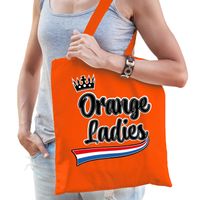 Oranje tas/shopper van katoen Orange Ladies - Koningsdag - 42 x 38 cm - Feest Boodschappentassen - thumbnail