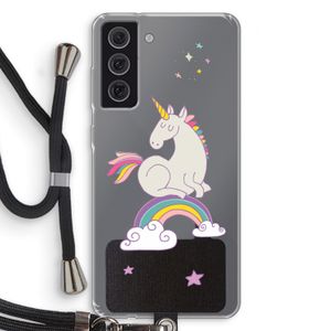 Regenboog eenhoorn: Samsung Galaxy S21 FE Transparant Hoesje met koord