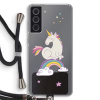 Regenboog eenhoorn: Samsung Galaxy S21 FE Transparant Hoesje met koord