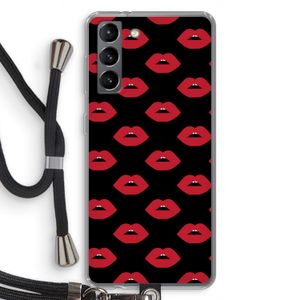 Lips: Samsung Galaxy S21 Transparant Hoesje met koord