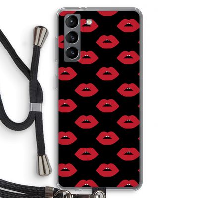 Lips: Samsung Galaxy S21 Transparant Hoesje met koord