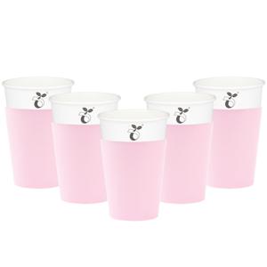 Feestbekers met hoesjes - 40x - lichtroze - papier - 250ml